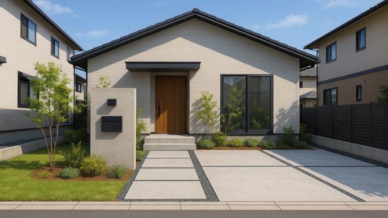 和歌山市の住宅に施工されたおしゃれで安い外構イメージ