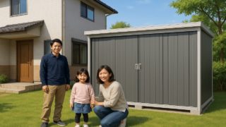 八千代市の住宅に施工された屋外用物置イメージ