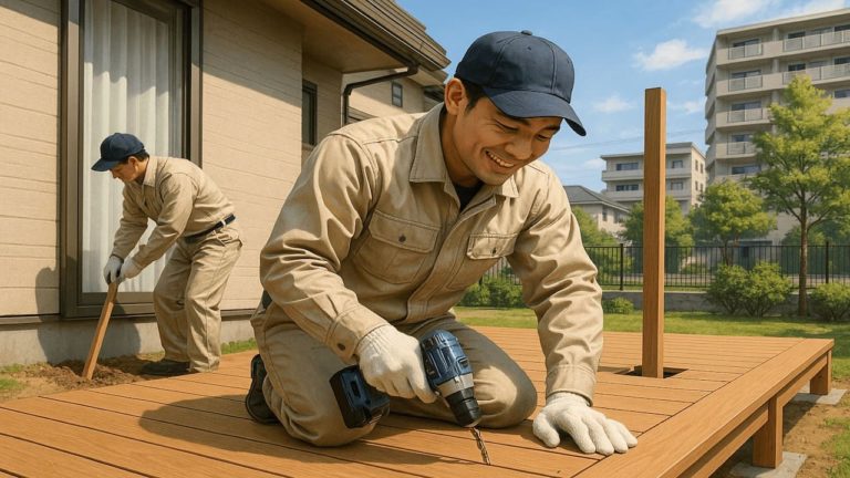 八千代市の住宅に施工されたウッドデッキイメージ