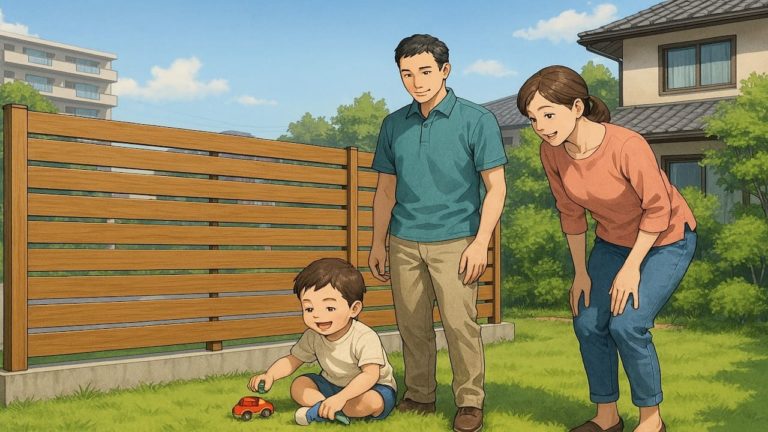 焼津市の住宅に施工された目隠しフェンスイメージ