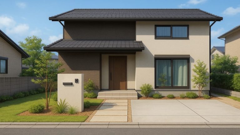 焼津市の住宅に施工されたおしゃれで安い外構イメージ