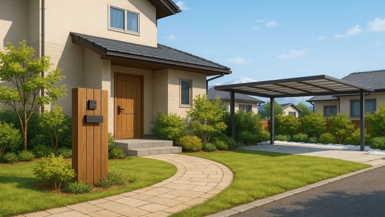 山形県の住宅に施工されたおしゃれで安い外構イメージ