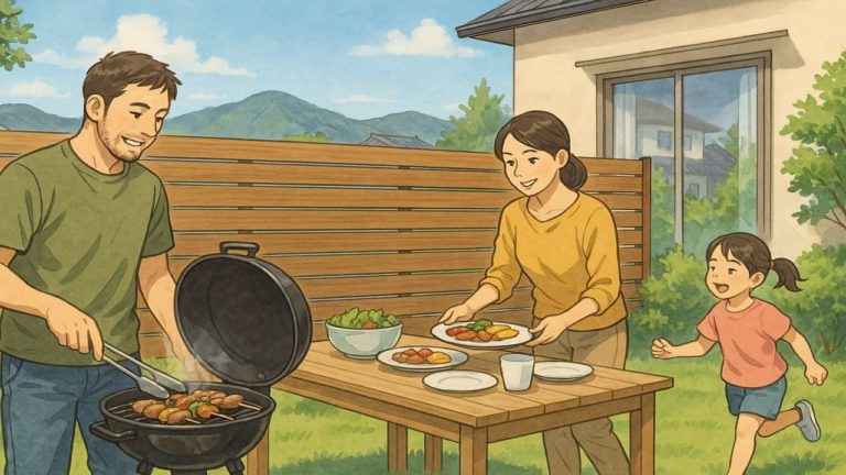 山梨県の住宅に施工された目隠しフェンスイメージ