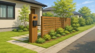 山梨県の住宅に施工されたおしゃれで安い外構イメージ