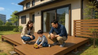 【山梨県】休日が楽しくなる!ウッドデッキ工事費用と人気プラン 山梨県の住宅に施工されたウッドデッキイメージ