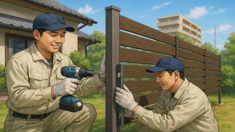 弥富市の住宅に施工された目隠しフェンスイメージ