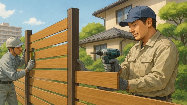 八代市の住宅に施工された目隠しフェンスイメージ