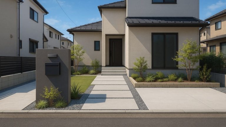 横須賀市の住宅に施工されたおしゃれで安い外構イメージ