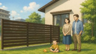 米子市の住宅に施工された目隠しフェンスイメージ