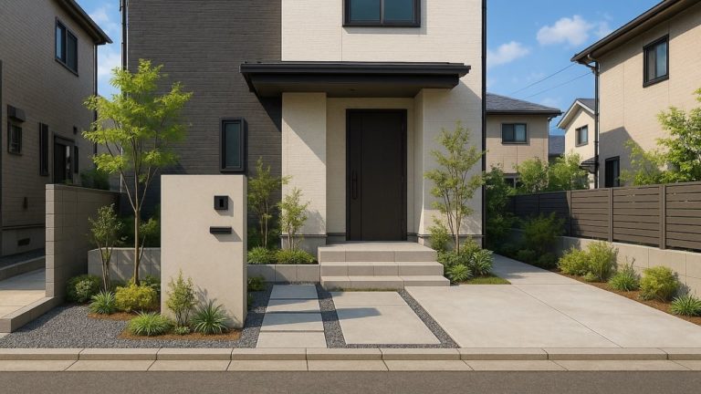 米子市の住宅に施工されたおしゃれで安い外構イメージ