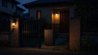 【我孫子市】宅配ボックスの工事相場|費用を抑える固定・基礎の工夫 我孫子市の戸建て外構に施工された宅配ボックスのイメージ