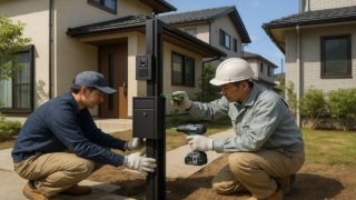 我孫子市の戸建て外構に施工された門柱のイメージ