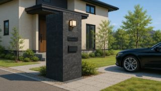 【愛知県】門柱の工事相場|満足と不満のリアルレポート 愛知県の戸建て外構に施工された門柱のイメージ