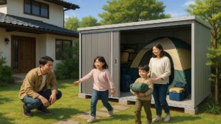 愛知県の住宅に施工された屋外用物置イメージ