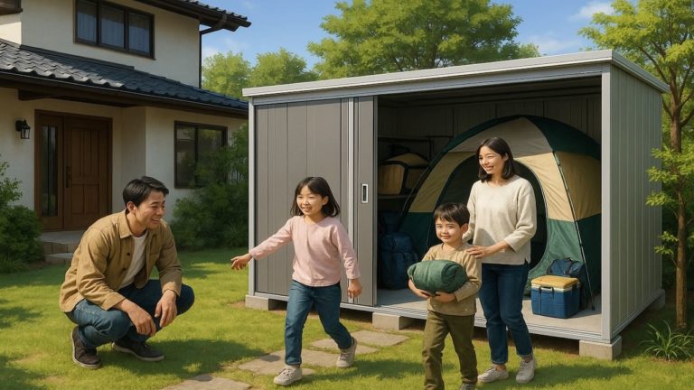 愛知県の住宅に施工された屋外用物置イメージ