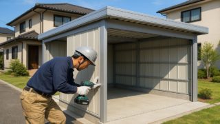 明石市の住宅に施工された車庫ガレージのイメージ