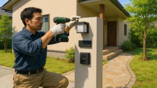 【明石市】門柱の費用と業者比較|満足度を左右するポイント 明石市の戸建て外構に施工された門柱のイメージ