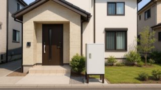 昭島市の戸建て外構に施工された宅配ボックスのイメージ