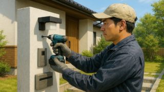 昭島市の戸建て外構に施工された門柱のイメージ