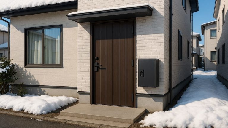 秋田県の戸建て外構に施工された宅配ボックスのイメージ