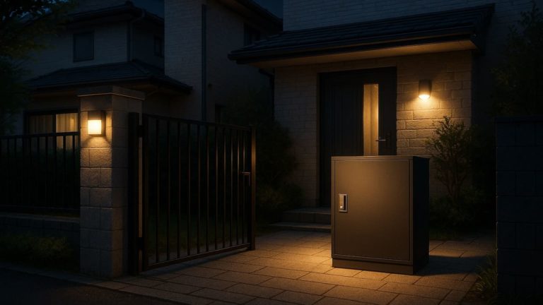 尼崎市の戸建て外構に施工された宅配ボックスのイメージ