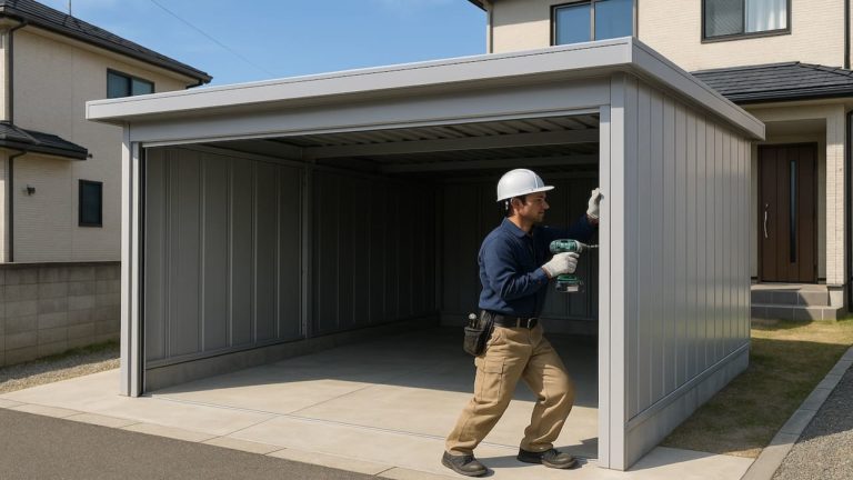 尼崎市の住宅に施工された車庫ガレージのイメージ