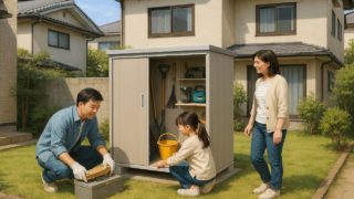 尼崎市の住宅に施工された屋外用物置イメージ