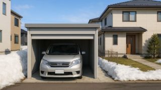 【青森県】車庫ガレージの費用目安|低予算でも見た目はかっこいい 青森県の住宅に施工された車庫ガレージのイメージ