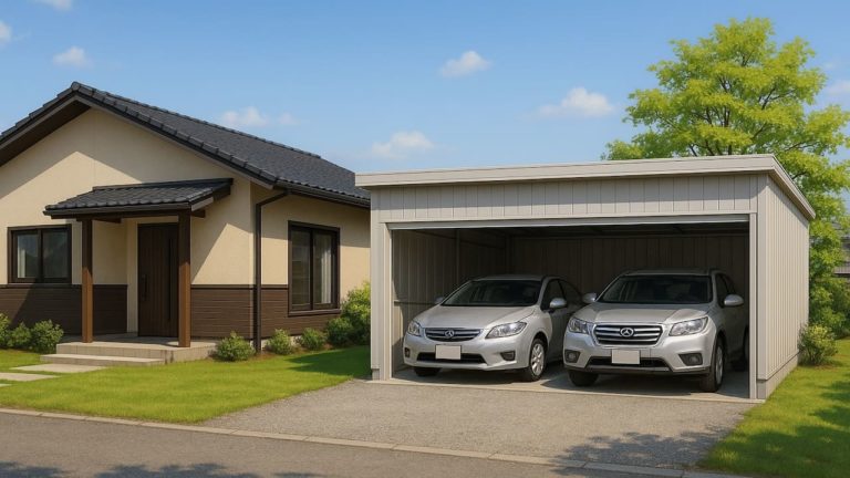 足利市の住宅に施工された車庫ガレージのイメージ