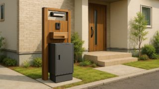 厚木市の戸建て外構に施工された宅配ボックスのイメージ