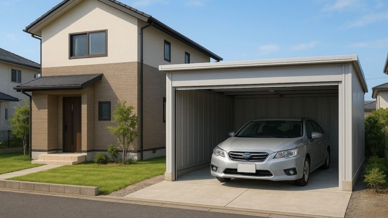 厚木市の住宅に施工された車庫ガレージのイメージ