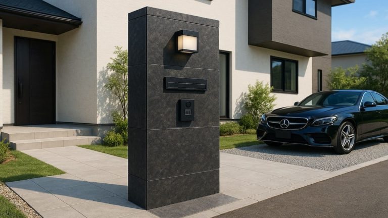 別府市の戸建て外構に施工された門柱のイメージ