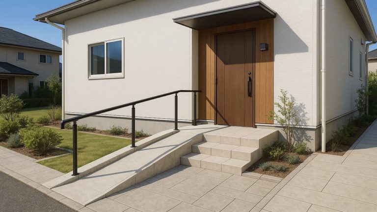 千葉県の戸建て外構に施工された玄関アプローチのイメージ