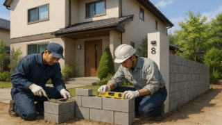 千葉県の戸建て外構に施工された門柱のイメージ