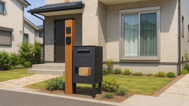 茅ヶ崎市の戸建て外構に施工された宅配ボックスのイメージ