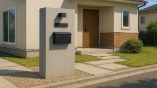 茅ヶ崎市の戸建て外構に施工された門柱のイメージ