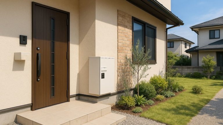 筑西市の戸建て外構に施工された宅配ボックスのイメージ