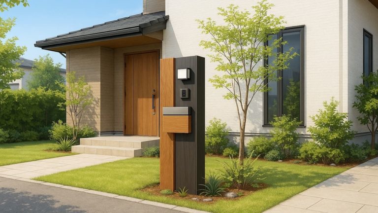 筑西市の戸建て外構に施工された門柱のイメージ