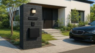 筑紫野市の戸建て外構に施工された門柱のイメージ