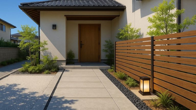 調布市の戸建て外構に施工された玄関アプローチのイメージ