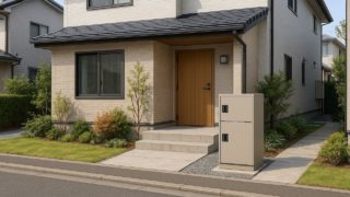 調布市の戸建て外構に施工された宅配ボックスのイメージ