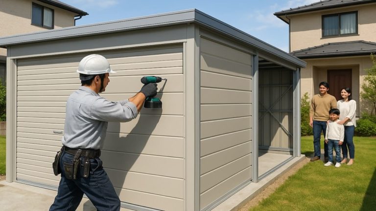 調布市の住宅に施工された車庫ガレージのイメージ