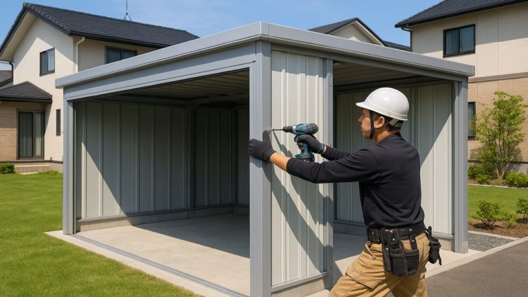 大東市の住宅に施工された車庫ガレージのイメージ