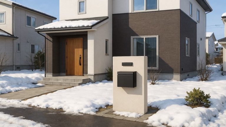 江別市の戸建て外構に施工された門柱のイメージ