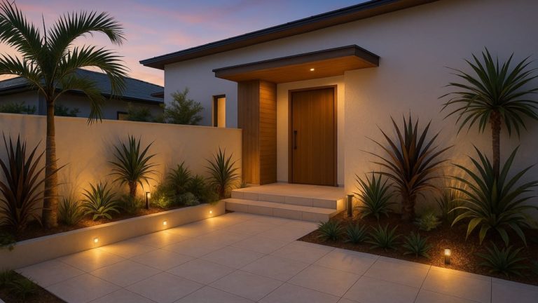 海老名市の戸建て外構に施工された玄関アプローチのイメージ