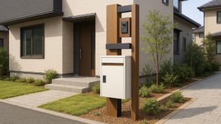 海老名市の戸建て外構に施工された宅配ボックスのイメージ