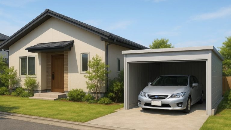 海老名市の住宅に施工された車庫ガレージのイメージ