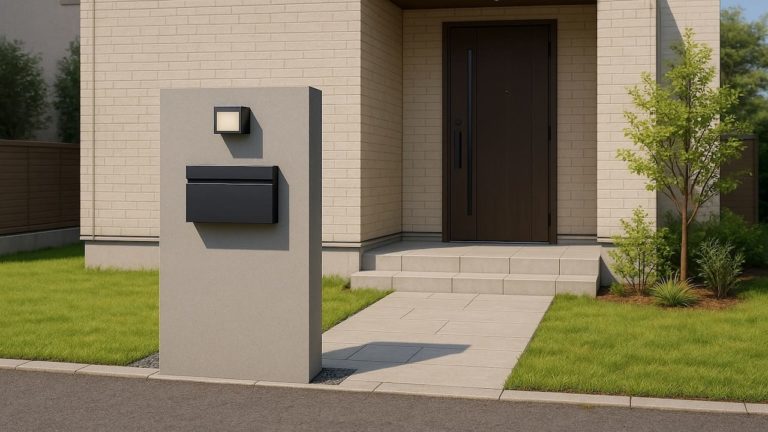 海老名市の戸建て外構に施工された門柱のイメージ