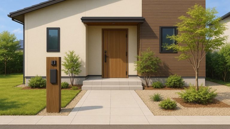 愛媛県の戸建て外構に施工された玄関アプローチのイメージ