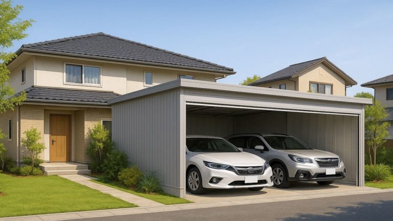 愛媛県の住宅に施工された車庫ガレージのイメージ